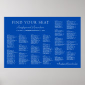 Cobalt Blue Wedding Alphabetical Seating Chart Poster (Vorne)