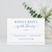 Cobalt Blue Wedding Kindly Reply RSVP Karte (Stehend Vorderseite)