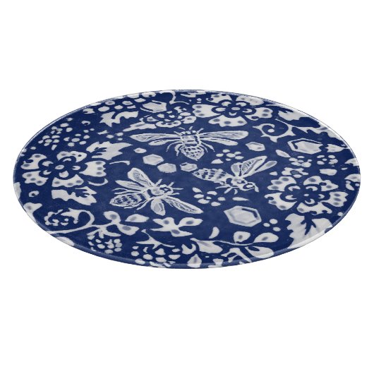 Cobalt Blue White Bee Honeycomb Rustikale Chinoise Schneidebrett (Ecke)