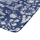 Cobalt Blue White Bee Woodland Tapestyle Schneidebrett (Ecke)