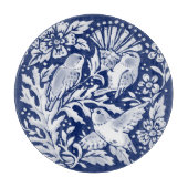Cobalt Blue White Bird Thistle Rustikale Chinoiser Schneidebrett (Vorderseite)