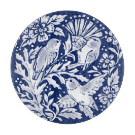 Cobalt Blue White Bird Thistle Rustikale Chinoiser Schneidebrett