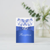 Cobalt Blue, White Floral Hochzeitskarte Begleitkarte (Stehend Vorderseite)