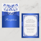 Cobalt Blue, White Floral Hochzeitskarte Begleitkarte (Vorne/Hinten)
