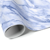 Cobalt Blue White Gray Marble Shiny Glam Geschenkpapier (Rolleneckpunkt)