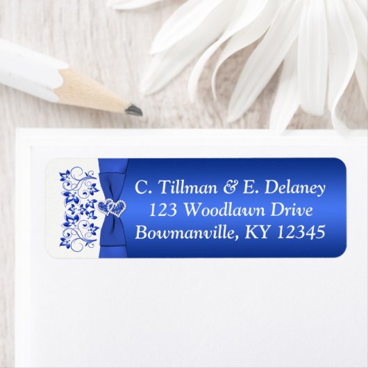 Cobalt Blue White Hearts Rücksendeadresse (Insitu)