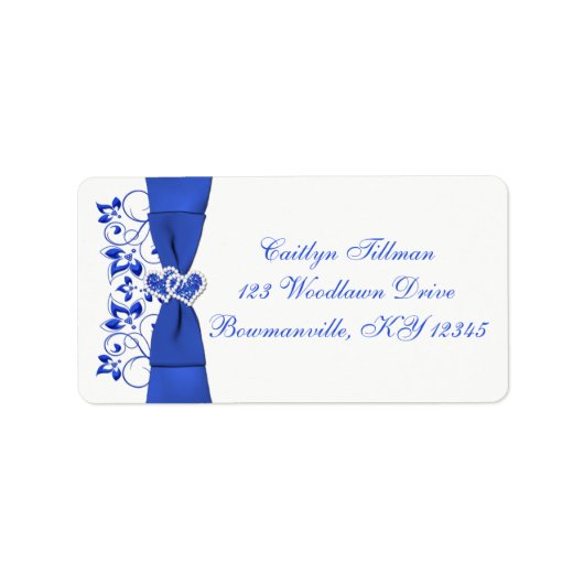 Cobalt Blue White Hearts Rücksendeadresse Adressaufkleber (Vorne)
