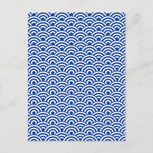 Cobalt Blue White Japanese Wave Muster Postkarte (Vorderseite)