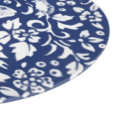 Cobalt Blue White Rabbit Bunny Bird Elegante Flora Schneidebrett (Ecke)