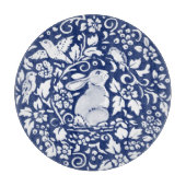 Cobalt Blue White Rabbit Bunny Bird Elegante Flora Schneidebrett (Vorderseite)