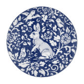 Cobalt Blue White Rabbit Bunny Bird wunderschön Schneidebrett (Vorderseite)