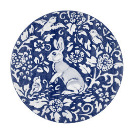 Cobalt Blue White Rabbit Bunny Bird wunderschön Schneidebrett