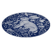 Cobalt Blue White Rabbit Hare Bird Floral Woodland Schneidebrett (Ecke)