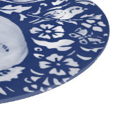 Cobalt Blue White Rabbit Hare Bird Floral Woodland Schneidebrett (Ecke)