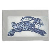 Cobalt Blue & White Rabbit Pillowcases Graumarmor Kissenbezug (Vorderseite-Rechts)