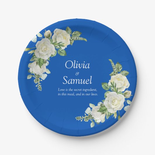 Cobalt Blue & White Roses 7" Pappteller (Vorderseite)