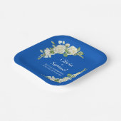 Cobalt Blue & White Roses 7" Square Pappteller (Gewinkelt)