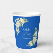 Cobalt Blue & White Roses 8oz Pappbecher (Rückseite)