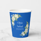 Cobalt Blue & White Roses 8oz Pappbecher (Vorderseite)