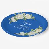 Cobalt Blue & White Roses 9" Pappteller (Schrägansicht)