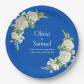 Cobalt Blue & White Roses 9" Pappteller (Vorderseite)