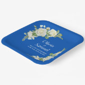 Cobalt Blue & White Roses 9" Square Pappteller (Gewinkelt)