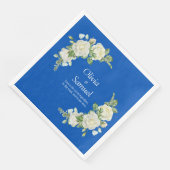 Cobalt Blue & White Roses Abendessen Serviette (Ecke)