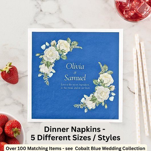 Cobalt Blue & White Roses Abendessen Serviette