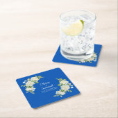 Cobalt Blue & White Roses Rechteckiger Pappuntersetzer (Vor Ort)