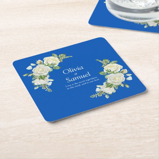 Cobalt Blue & White Roses Rechteckiger Pappuntersetzer (angewinkelt)