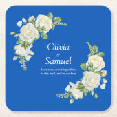 Cobalt Blue & White Roses Rechteckiger Pappuntersetzer (Vorderseite)