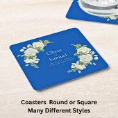 Cobalt Blue & White Roses Rechteckiger Pappuntersetzer