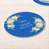 Cobalt Blue & White Roses Runder Pappuntersetzer (Angewinkelt)