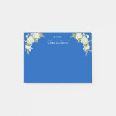 Cobalt Blue & White Roses Wedding Suite Post-it Klebezettel (Vorderseite)