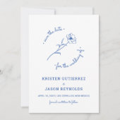 Cobalt Blue Wildblume Save the Date Einladung (Vorderseite)