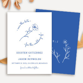 Cobalt Blue Wildblume Save the Date Einladung
