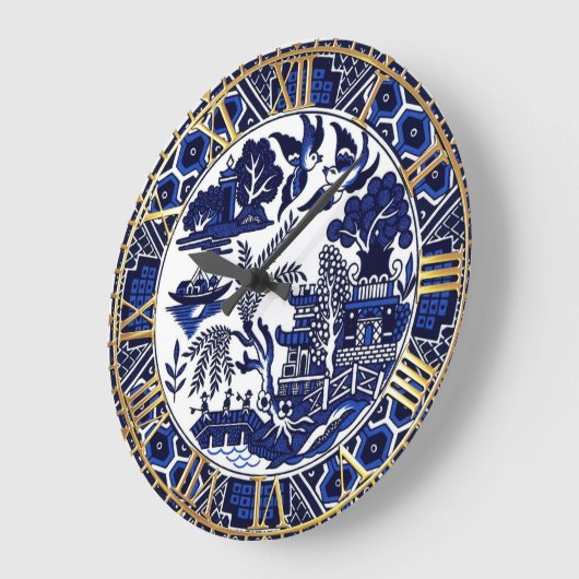 Cobalt Blue Willow Plate Design Uhr (Winkel)