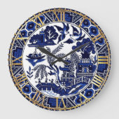 Cobalt Blue Willow Plate Design Uhr (Vorderseite)