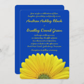 Cobalt Blue Yellow Gerber Daisy Wedding Einladung (Vorne/Hinten)