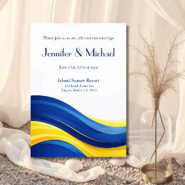 Cobalt Blue & Yellow Modern Wedding  Einladung