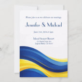 Cobalt Blue & Yellow Modern Wedding  Einladung (Vorderseite)
