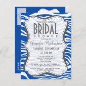 Cobalt Blue Zebra Stripes Animal Print Einladungspostkarte (Vorne/Hinten)