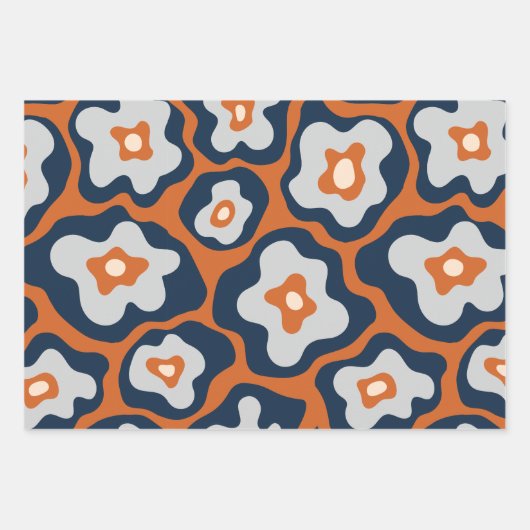 Cobalt Blues Rust Egg Blume Individuelle Name Geschenkpapier Set (Vorderseite 2)