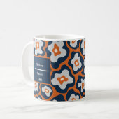 Cobalt Blues Rust Egg Blume Individuelle Name Kaffeetasse (Vorderseite Links)