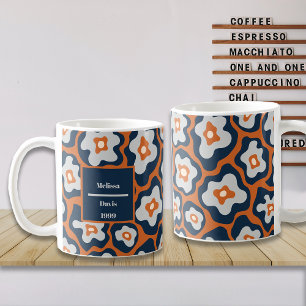 Cobalt Blues Rust Egg Blume Individuelle Name Kaffeetasse