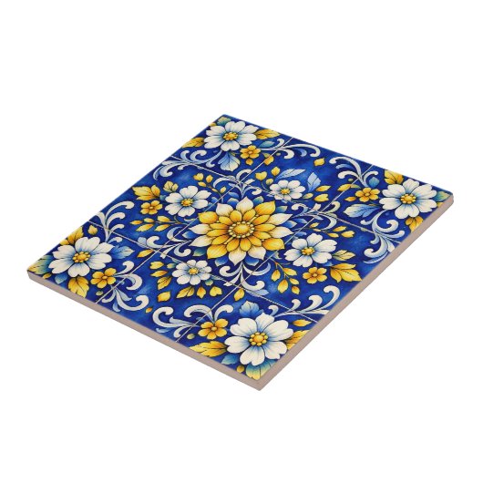 Cobalt-Blüten-Fiesta-Fliese Fliese (Seite)