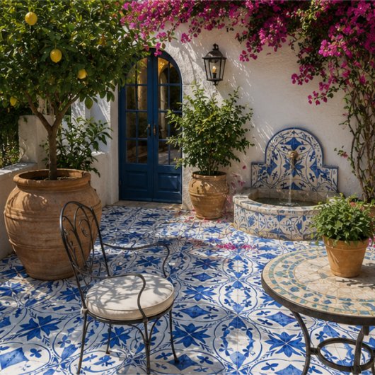 Cobalt Breeze Hand-Painted Blue Mediterranean Fliese