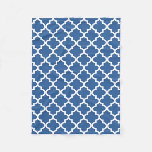 Cobalt Bright Blue Marokkanischer Tile Trellis Fleecedecke (Vorderseite)