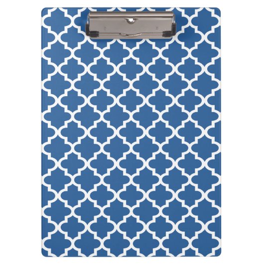 Cobalt Bright Blue Marokkanischer Tile Trellis Klemmbrett (Vorderseite)