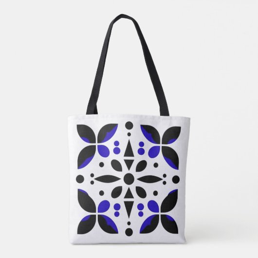Cobalt Classic Tile Muster Tote Bag Tasche (Rückseite)